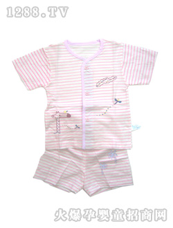 安嬰寶粉色條紋嬰兒衣