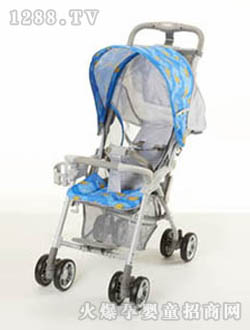 康貝藍色嬰兒推車