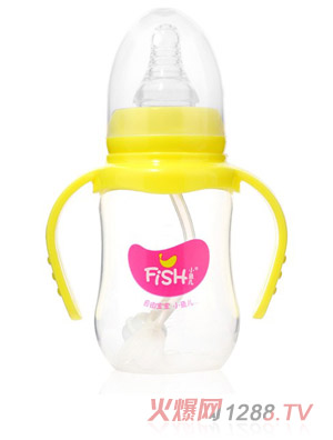 小魚兒PP雙柄自動奶瓶150ml黃色