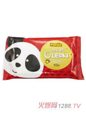 科靈頑皮熊貓10片濕巾