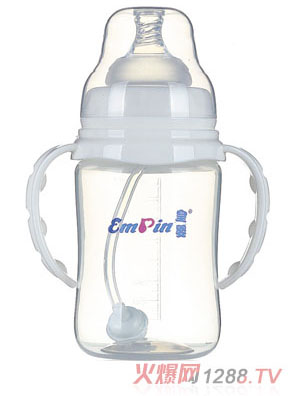 皇嬰寬口PP調(diào)弧自動小奶瓶240ml白色
