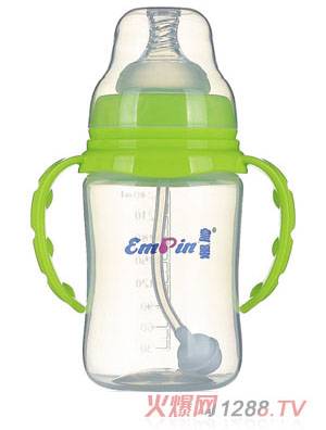 皇嬰寬口PP調(diào)弧自動小奶瓶240m綠色