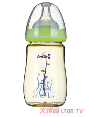 皇嬰PPSU寬口圓弧小奶瓶210ml綠色
