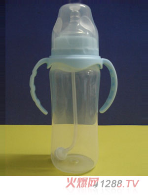 嬰兒標(biāo)口天藍(lán)色PP奶瓶