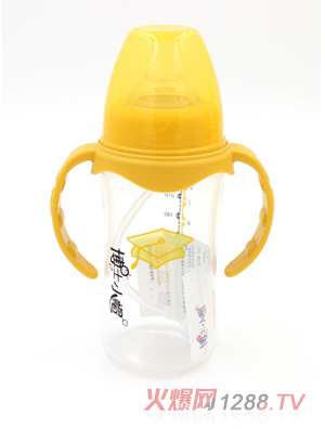 博士小帽PP有柄自然親子寬口自動(dòng)奶瓶240ml黃色