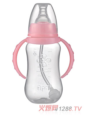 愛普麗標口弧形PP奶瓶120ml粉色