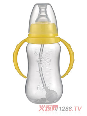 愛普麗標口弧形PP奶瓶120ml黃色