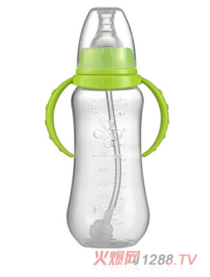 愛普麗標口弧形PP奶瓶280ml綠色