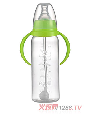 愛普麗標口直身PP奶瓶240ml綠色