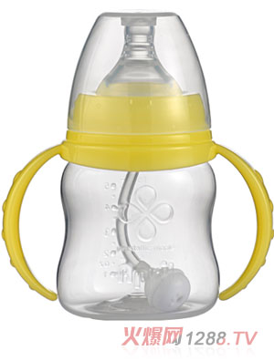 愛普麗寬口弧形PP奶瓶120ml黃色