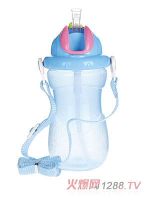 貝樂(lè)嘉藍(lán)色嬰兒帶背帶寶寶水壺