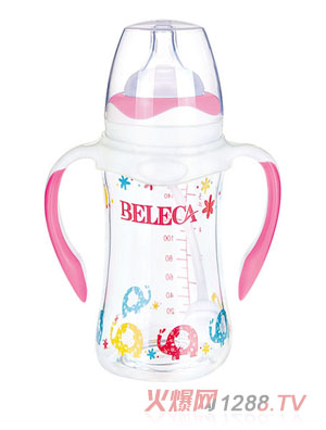 貝樂嘉卡通標(biāo)口防摔防爆雙層玻璃奶瓶