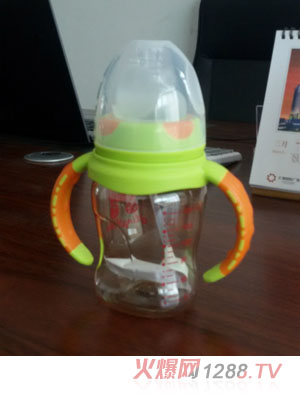 明冠180ML雙色手柄PPSU寬口奶瓶