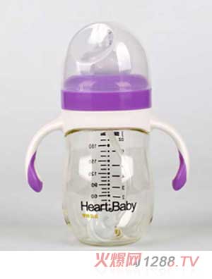 亨特貝貝寬口PPSU210ml紫色奶瓶帶手柄