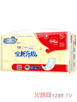 超級寶貝特薄0.8MM全新升級紙尿褲M30+6片