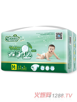 超級寶貝特薄0.8MM全新升級嬰兒紙尿褲M12+2片