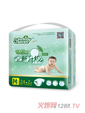 超級寶貝特薄0.8MM全新升級嬰兒紙尿褲M24+2片