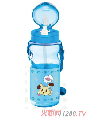 陽光兔吸管水壺400ML藍色