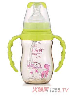 小孩國(guó)初生標(biāo)口弧形自動(dòng)PPSU奶瓶 綠色150ML