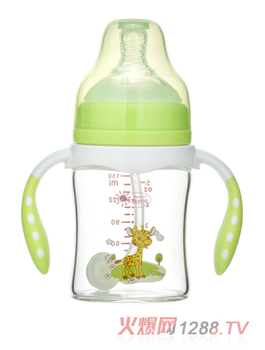 向太陽(yáng)奶瓶雙手柄小鹿圖案綠色