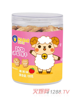 媽寶王國動(dòng)物造型餅干 草莓味120g