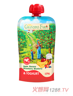 爺爺?shù)霓r(nóng)場(chǎng)風(fēng)味發(fā)酵乳蘋(píng)果香蕉草莓藍(lán)莓泥
