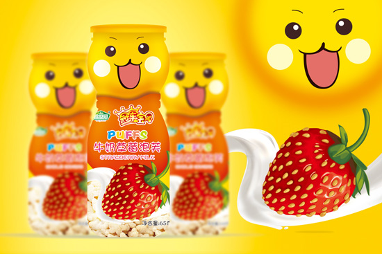 冠軍寶貝桶裝牛奶草莓泡芙
